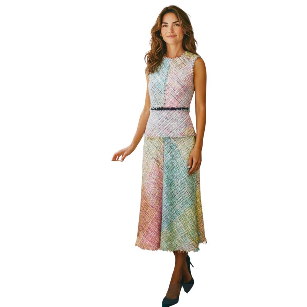 ESCADA TWEED MIDI DRESS SIZE 32D, XS/S US NEW - Picture 8 of 15